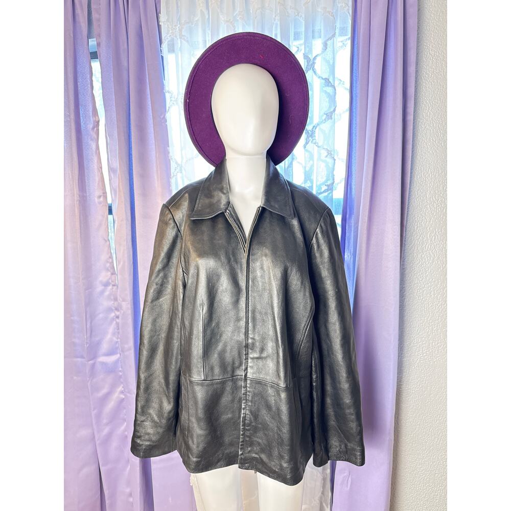 Apt. 9 Lambskin Leather Jacket Women’s XL Black Zip Front Soft Genuine Leather